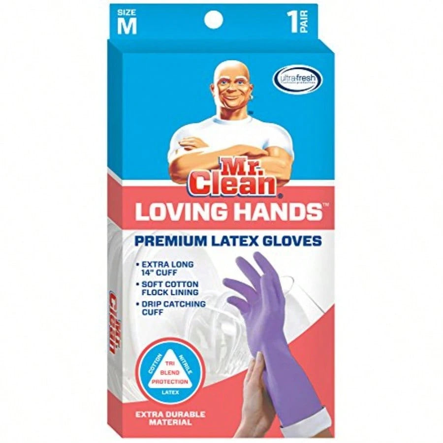 Loving Hands Reusable Heat Resisting Cleaning Gloves With Cotton Flock Lining, Medium