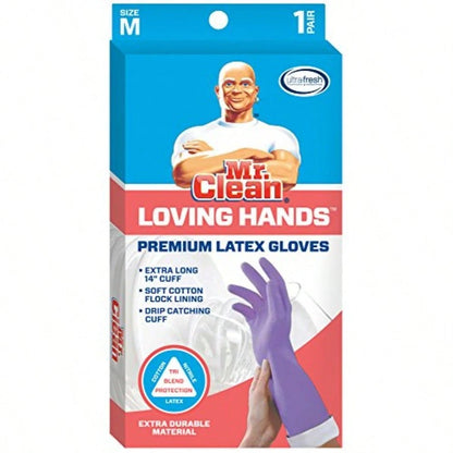 Loving Hands Reusable Heat Resisting Cleaning Gloves With Cotton Flock Lining, Medium