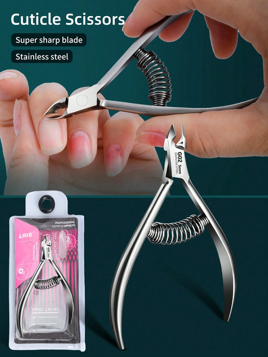 LRIS Stainless Steel Cuticle Nipper, Professional Nail Clipper, Cuticle Trimmer, Cuticle Nipper, Nail Care Tools, For Manicure, Pedicure (Silver),Nail Supplies,Nail Tools,Nail Art Tools,Back To School