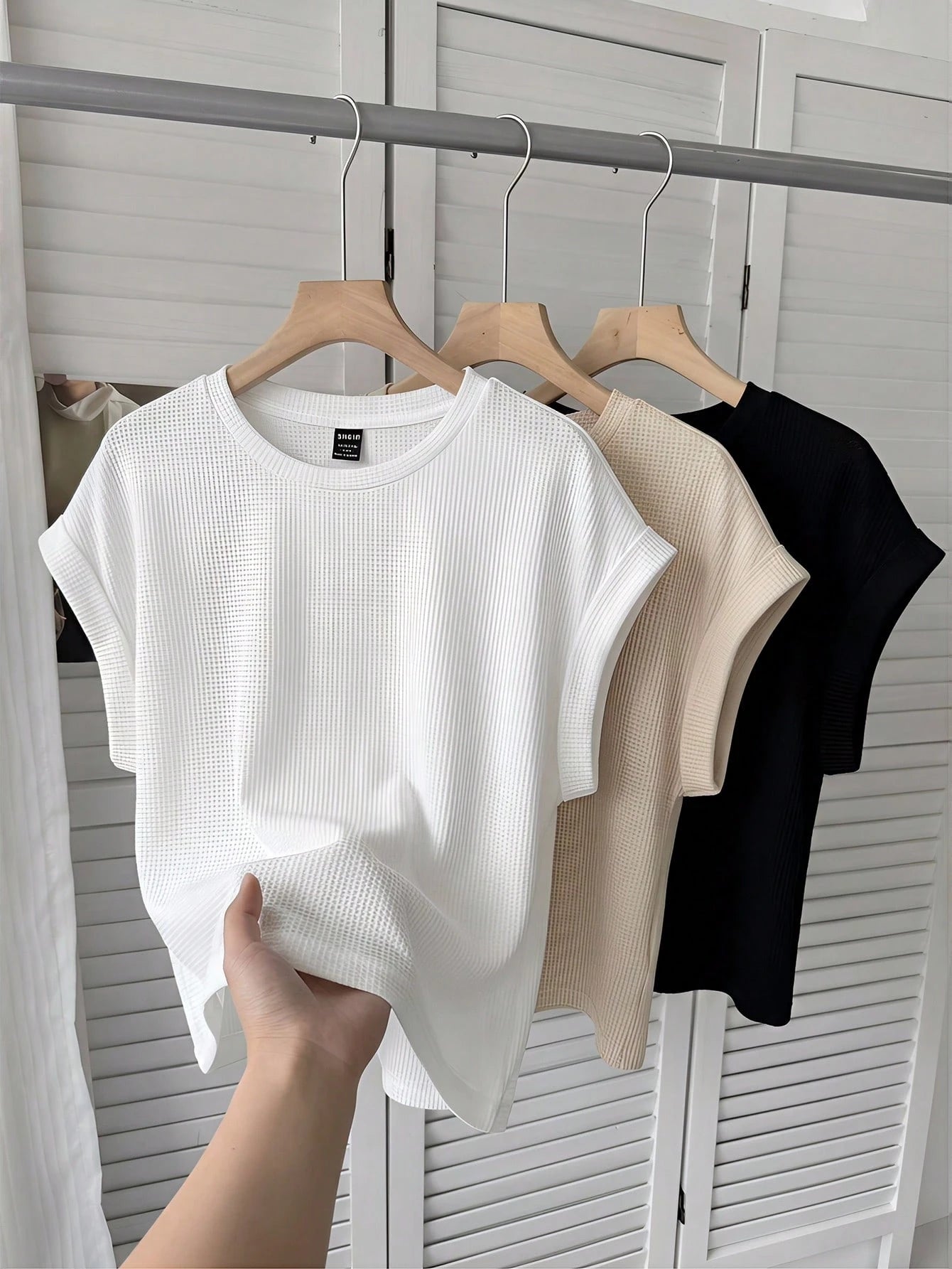 LUNE 3pcs/Set Women Casual Round Neck Drop Shoulder Short T-Shirts, Suitable For Spring & Summer,Summer Top