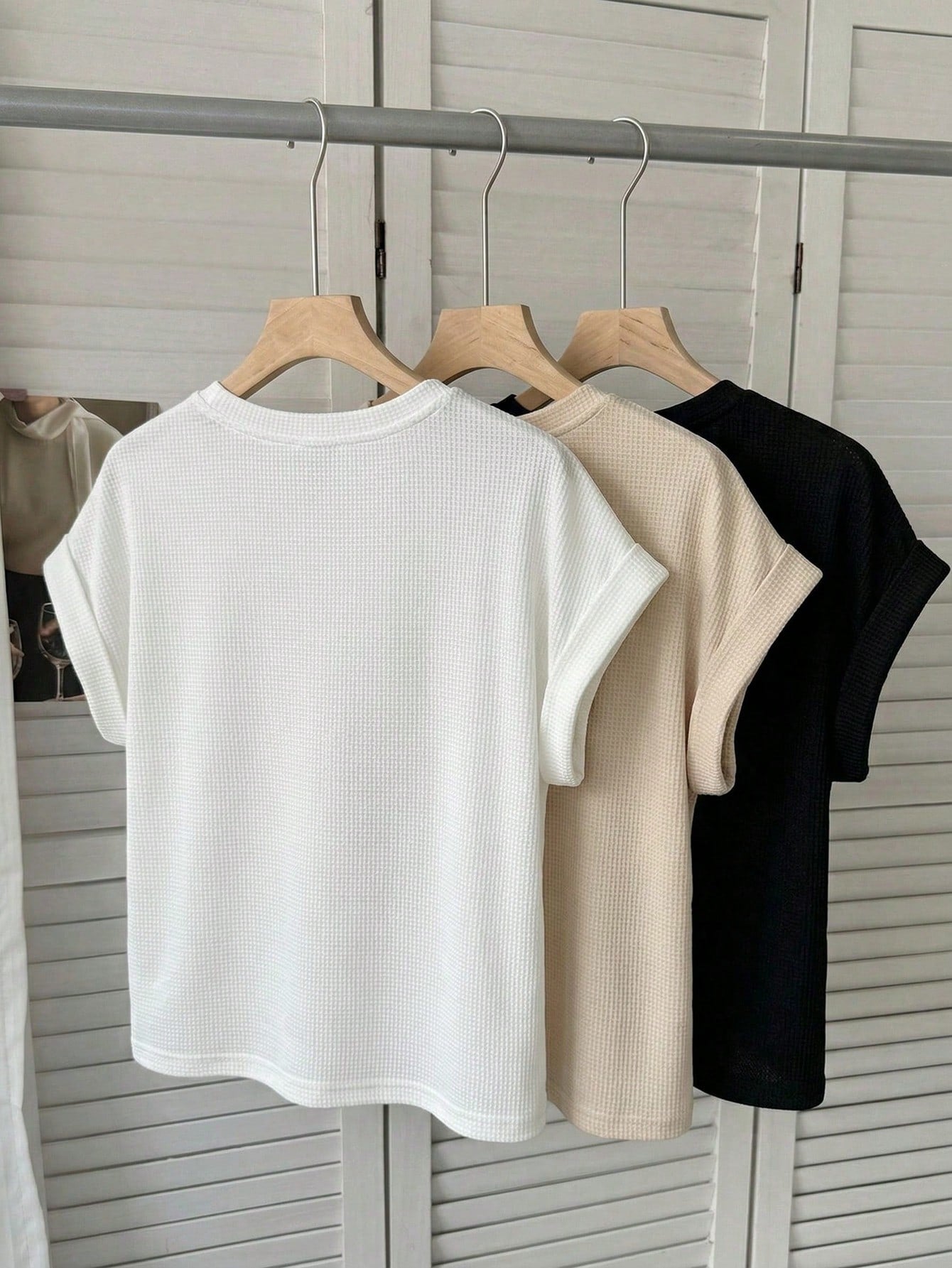LUNE 3pcs/Set Women Casual Round Neck Drop Shoulder Short T-Shirts, Suitable For Spring & Summer,Summer Top