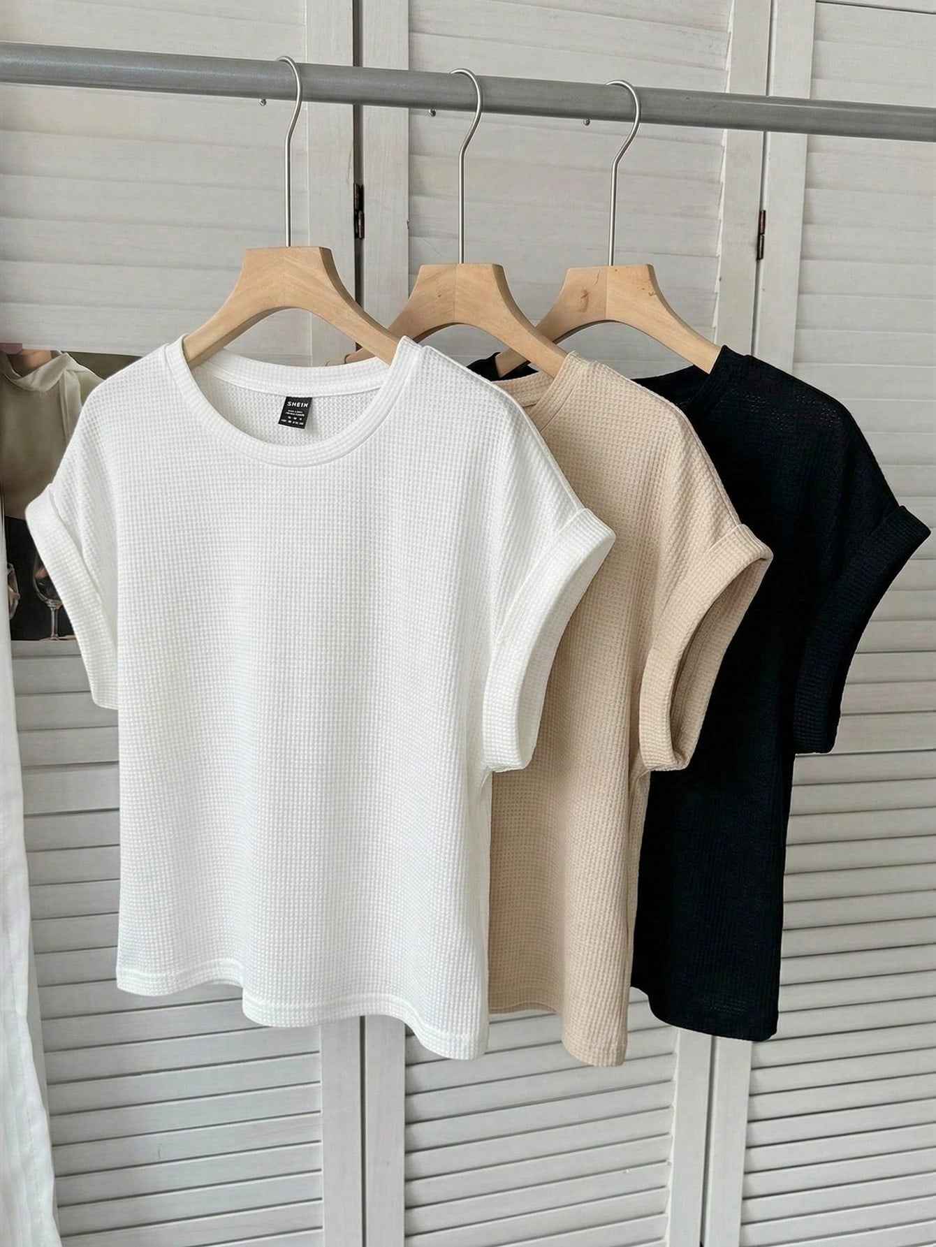 LUNE 3pcs/Set Women Casual Round Neck Drop Shoulder Short T-Shirts, Suitable For Spring & Summer,Summer Top