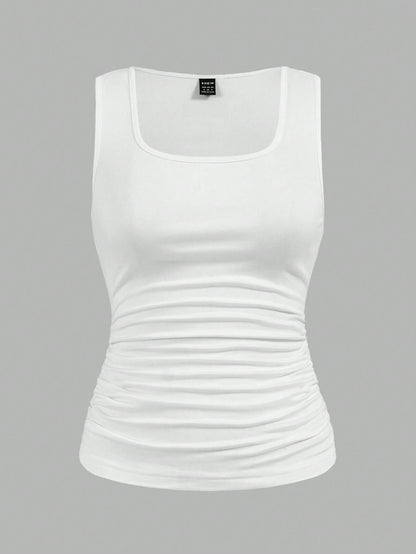 LUNE 3pcs Women's Slimming Solid Color Tank Tops, Casual & Simple, Perfect For Summer,Casual