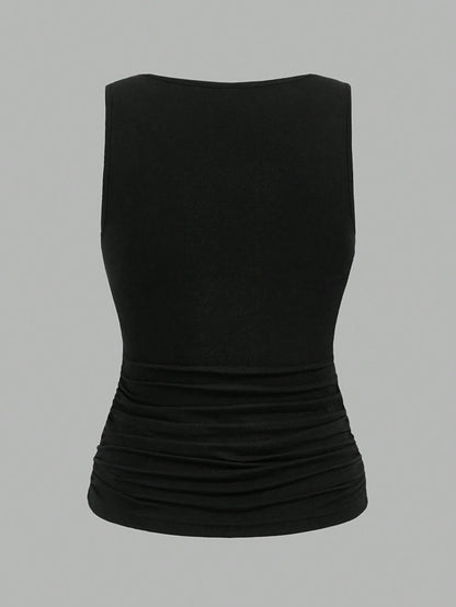 LUNE 3pcs Women's Slimming Solid Color Tank Tops, Casual & Simple, Perfect For Summer,Casual