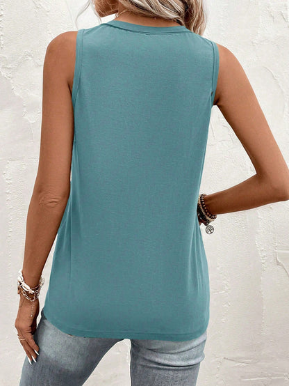 LUNE Casual Solid Color Half-Button V-Neck Sweater Top Going Out Vacation Vacation Holiday Beach Teal Blue Summer