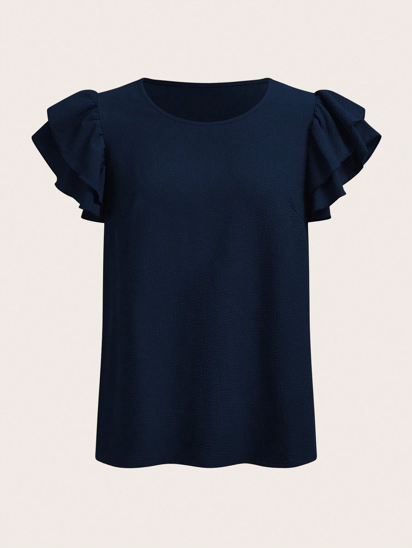 LUNE Women's Solid Color Round Neck Casual Versatile Daily Wear Shirt,Summer Top
