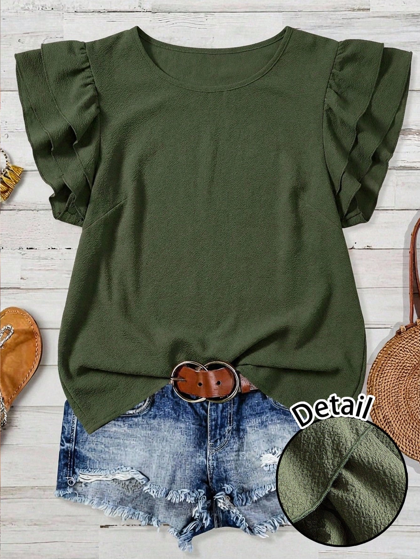 LUNE Women's Solid Color Round Neck Casual Versatile Daily Wear Shirt,Summer Top