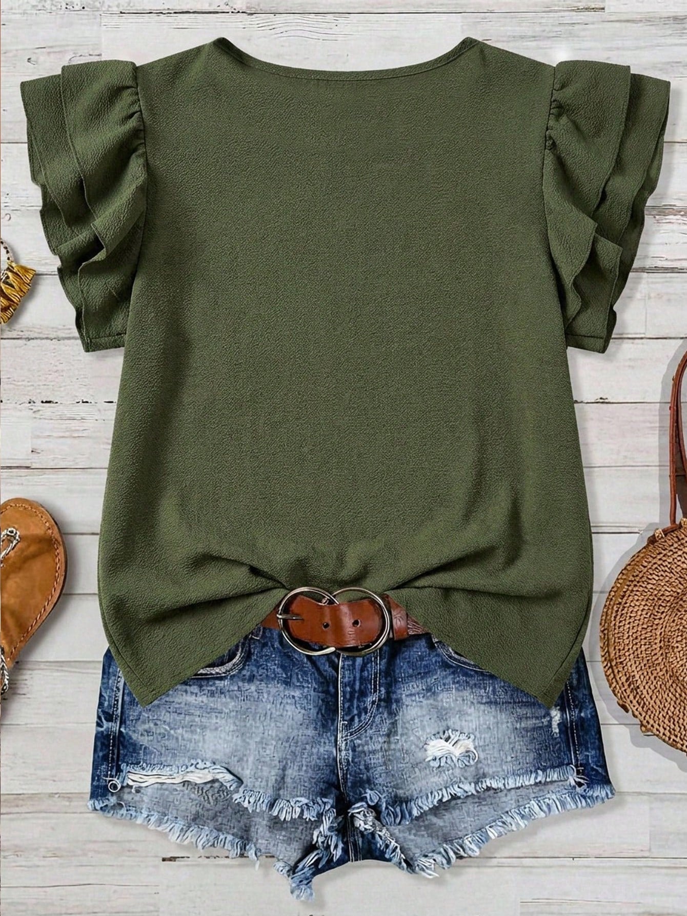 LUNE Women's Solid Color Round Neck Casual Versatile Daily Wear Shirt,Summer Top