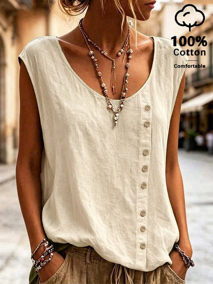 LUNE Women's Woven Casual Boho Tropical Resort Summer Blouse Vacation Sage Green
