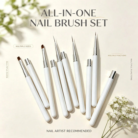 Luxury‑Grade White Handle Fine Nail Art Brush Set Beginner‑Friendly Liner & Carving Pens For DIY Manicure