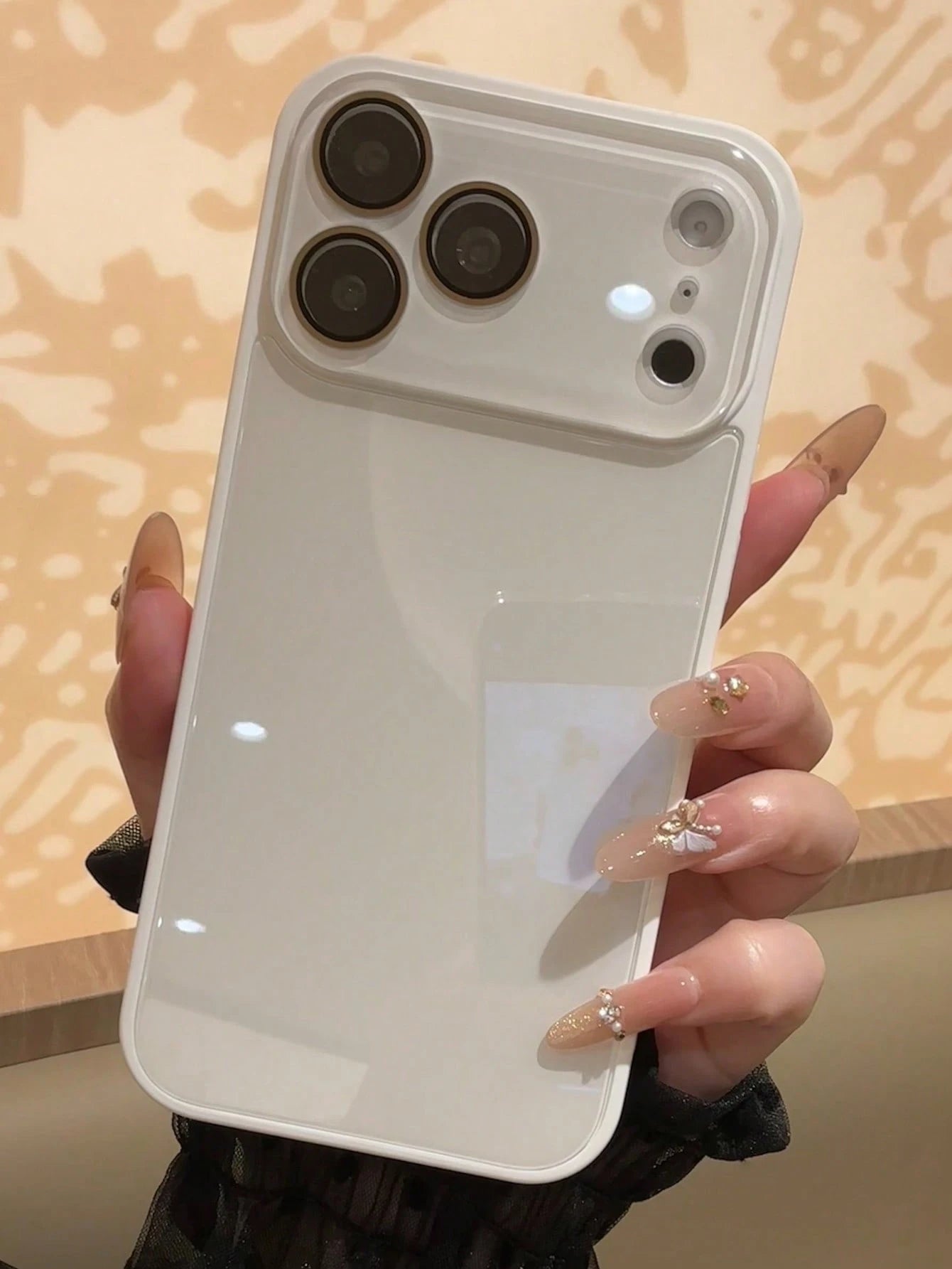 Luxury Solid Color Glossy Glass Phone Case Compatible With 17 Pro Max 16 15 14 13 12 11 Pro Max Lens Protection Minimalist Cute Elegant Compatible With 17promax 16promax 17pro 15promax 14promax 13prom