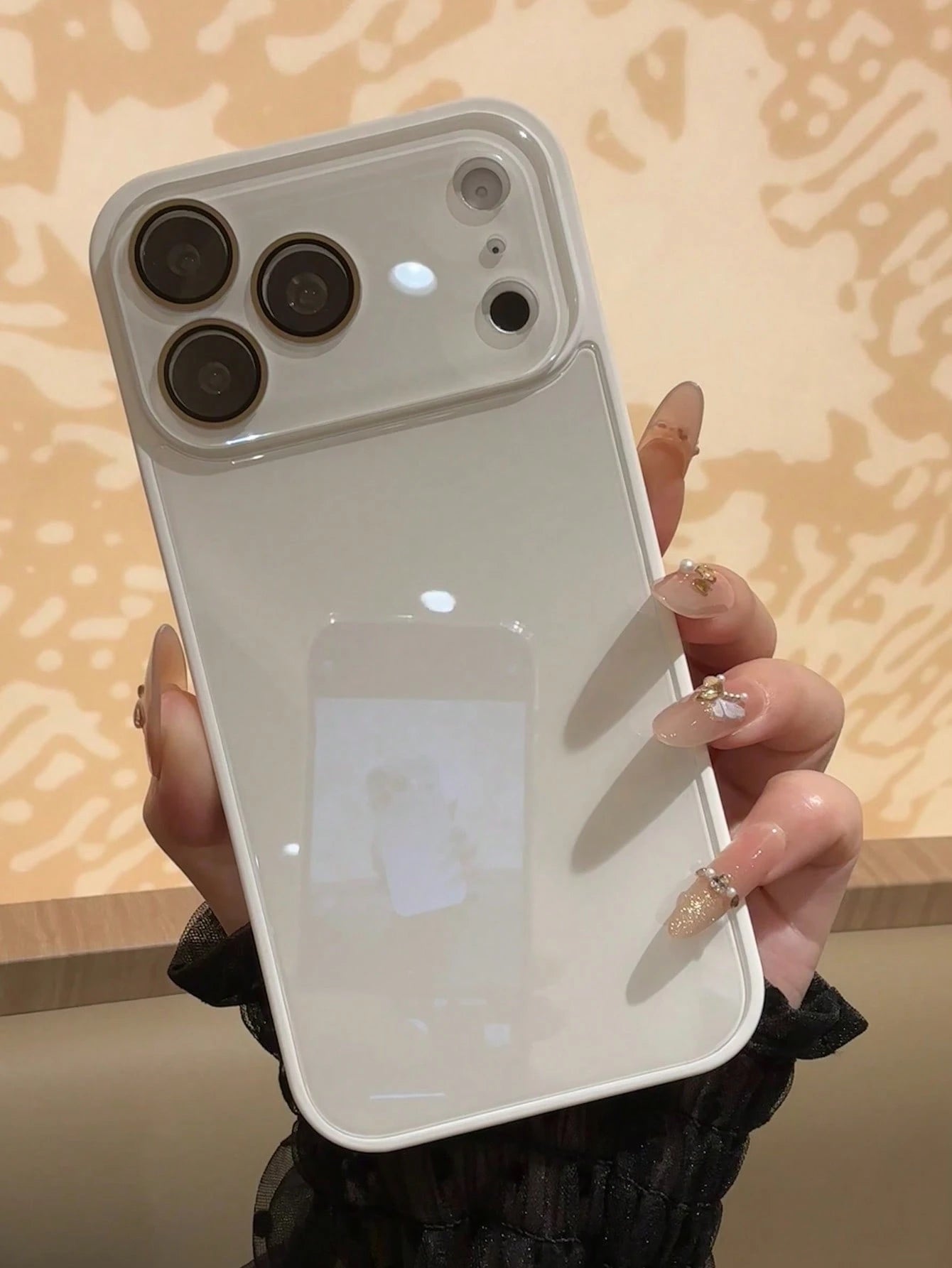 Luxury Solid Color Glossy Glass Phone Case Compatible With 17 Pro Max 16 15 14 13 12 11 Pro Max Lens Protection Minimalist Cute Elegant Compatible With 17promax 16promax 17pro 15promax 14promax 13prom