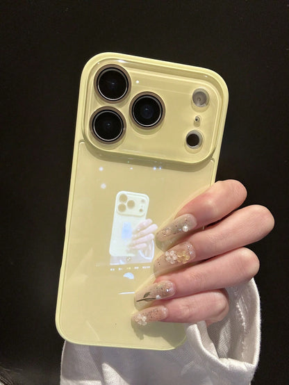 Luxury Solid Color Glossy Glass Phone Case Compatible With 17 Pro Max 16 15 14 13 12 11 Pro Max Lens Protection Minimalist Cute Elegant Compatible With 17promax 16promax 17pro 15promax 14promax 13prom