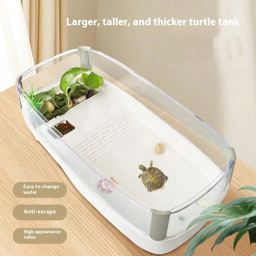 Luxury Turtle House With Sunbathing Platform, Custom-Made Aquarium, Brazilian Tortoise Tank, Reptile And Amphibian Habitat, Suitable For Home And Villa Decoration, Small Reptile Turtle House