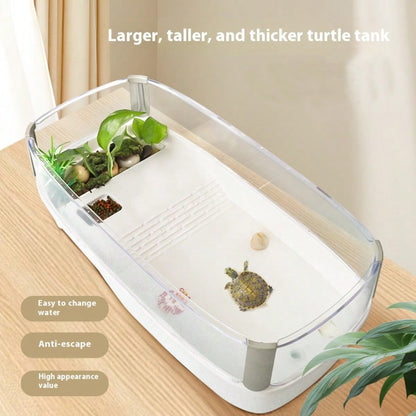 Luxury Turtle House With Sunbathing Platform, Custom-Made Aquarium, Brazilian Tortoise Tank, Reptile And Amphibian Habitat, Suitable For Home And Villa Decoration, Small Reptile Turtle House