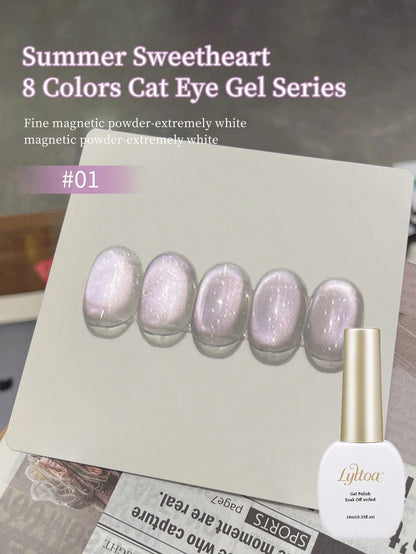 LYTTOA 10ML Cat Eye Gel Polish Set- Super Fine Magnetic UV Gel For Shiny Nail Art 1pc/8pcs