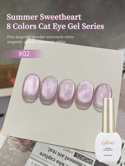 LYTTOA 10ML Cat Eye Gel Polish Set- Super Fine Magnetic UV Gel For Shiny Nail Art 1pc/8pcs
