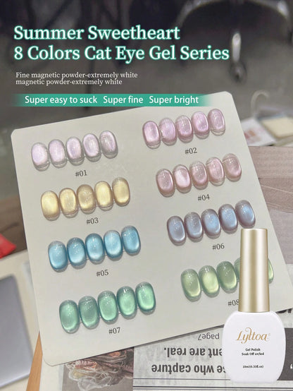 LYTTOA 10ML Cat Eye Gel Polish Set- Super Fine Magnetic UV Gel For Shiny Nail Art 1pc/8pcs