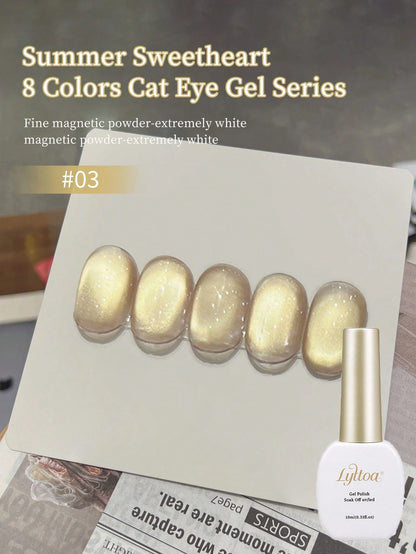 LYTTOA 10ML Cat Eye Gel Polish Set- Super Fine Magnetic UV Gel For Shiny Nail Art 1pc/8pcs
