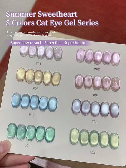 LYTTOA 10ML Cat Eye Gel Polish Set- Super Fine Magnetic UV Gel For Shiny Nail Art 1pc/8pcs