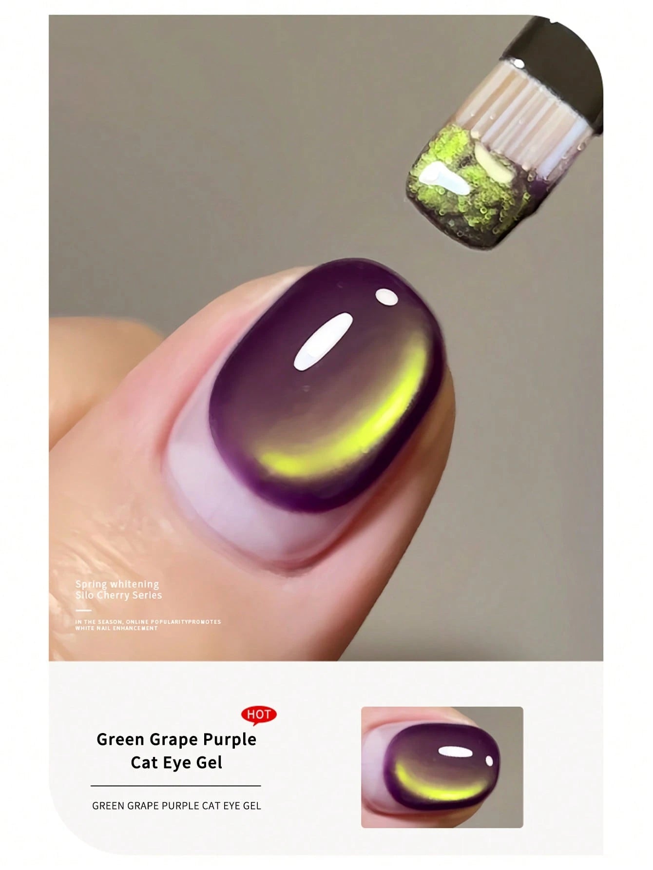 LYTTOA 10ML Summer Glossy Green Grape Purple Magnetic Cat Eye Gel Polish Long Lasting Soak-Off Cat Eye Gel For Finger Toenail Nail Decoration