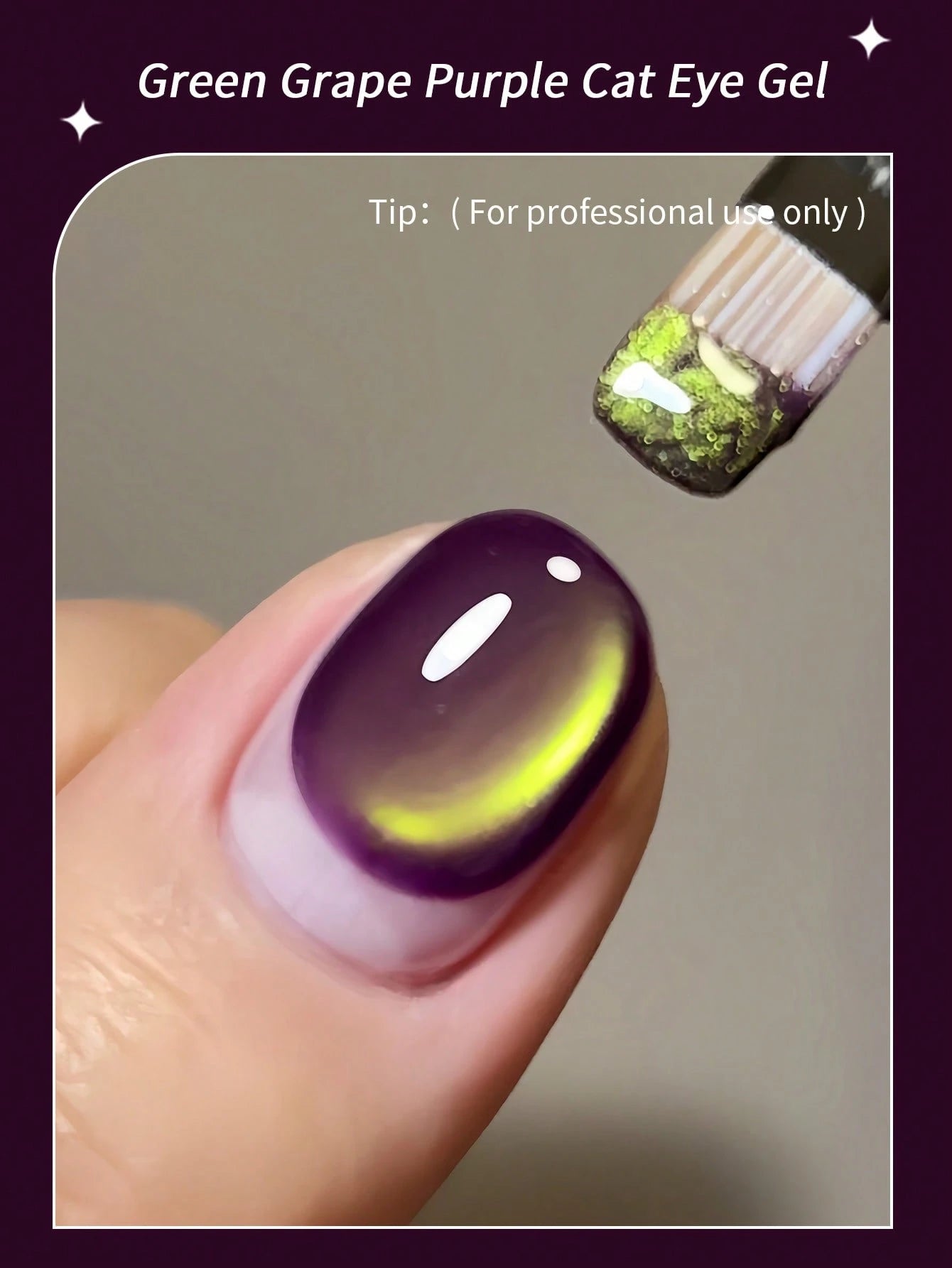 LYTTOA 10ML Summer Glossy Green Grape Purple Magnetic Cat Eye Gel Polish Long Lasting Soak-Off Cat Eye Gel For Finger Toenail Nail Decoration
