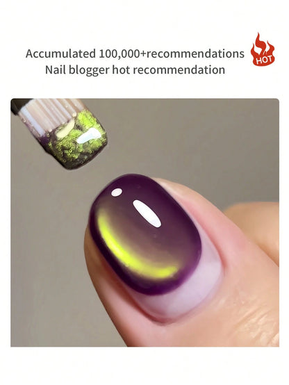 LYTTOA 10ML Summer Glossy Green Grape Purple Magnetic Cat Eye Gel Polish Long Lasting Soak-Off Cat Eye Gel For Finger Toenail Nail Decoration