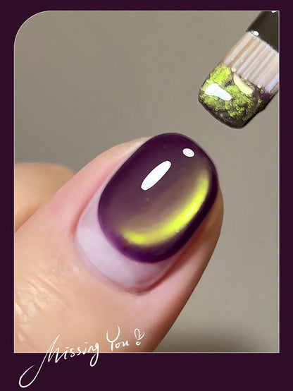 LYTTOA 10ML Summer Glossy Green Grape Purple Magnetic Cat Eye Gel Polish Long Lasting Soak-Off Cat Eye Gel For Finger Toenail Nail Decoration