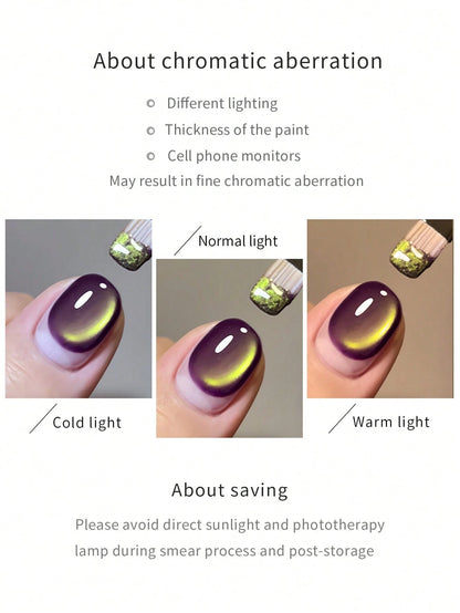 LYTTOA 10ML Summer Glossy Green Grape Purple Magnetic Cat Eye Gel Polish Long Lasting Soak-Off Cat Eye Gel For Finger Toenail Nail Decoration