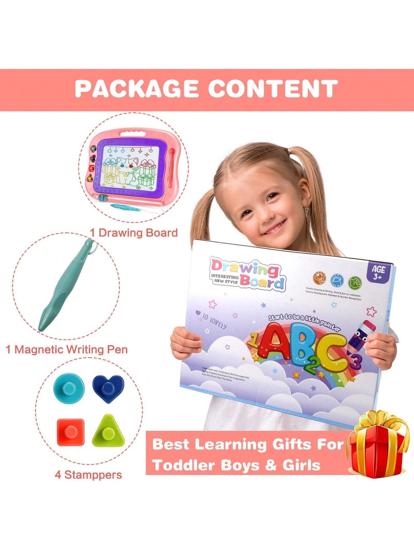 Magnetic Drawing Board,Toddler Toys For Girls Boys 3 Year Old Gifts,Magnetic Doodle Board For Kids,Large Etch Magnet Sketch Doodle Pad Christmas Easter Valentines Day Gifts For Kids