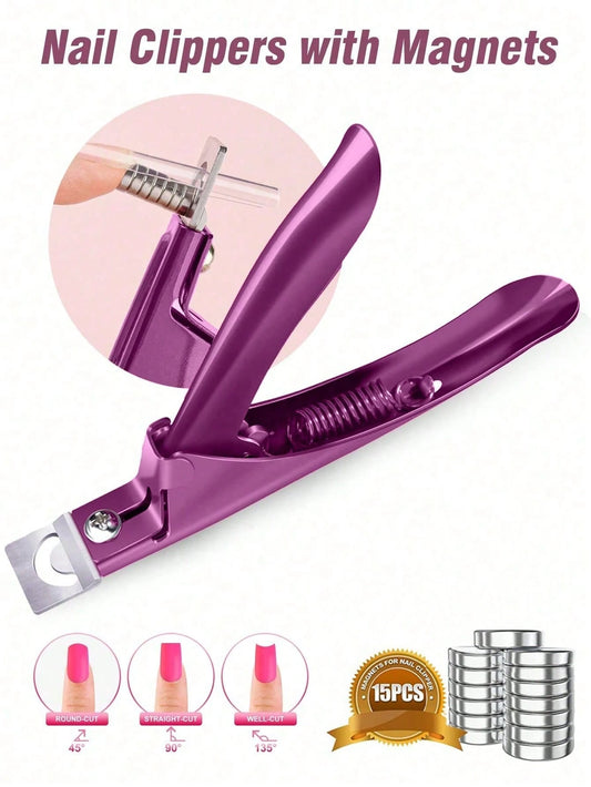 Magnetic Nail Clippers, Acrylic Nail Clippers, Artificial Nail Trimmer, Sharp Blade Manicure Pedicure Scissors, Suitable For Salon And Home Nail Care, Adjustable Size Magnetic Nail Clippers For Acryli