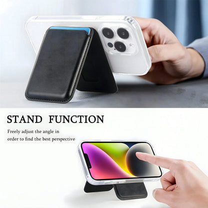 MagSafe 3-In-1 Magnetic Phone Stand With Card Holder| Built-In Kickstand Compatible With IPhone 17,16,15,14,13,12 Pro/Max/Air/Plus Series| Portable, Universal & Sleek Design Compatible With Android