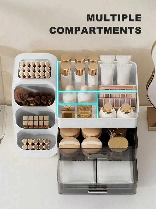 Makeup Organizer With Brush Holder, Countertop Storage Organizer, Makeup Organizer Cosmetic Storage For Vanity, Makeup Brushes Storage, Skin Care Storage,Vacation Home Bathroom Decor Holiday Makeup O