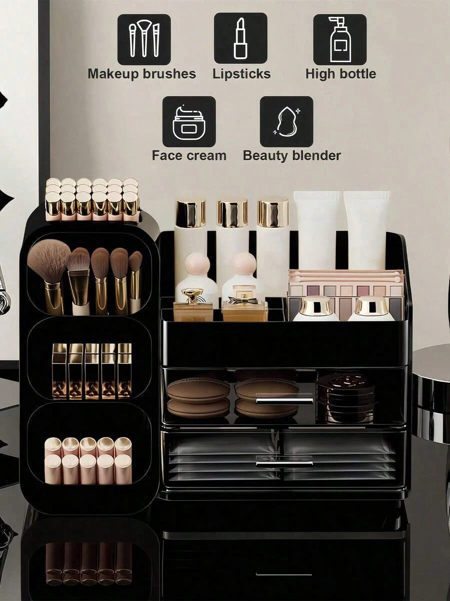 Makeup Organizer With Brush Holder, Countertop Storage Organizer, Makeup Organizer Cosmetic Storage For Vanity, Makeup Brushes Storage, Skin Care Storage,Vacation Home Bathroom Decor Holiday Makeup O