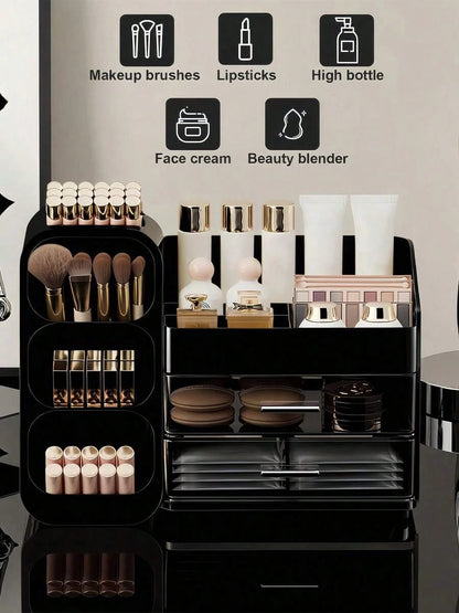 Makeup Organizer With Brush Holder, Countertop Storage Organizer, Makeup Organizer Cosmetic Storage For Vanity, Makeup Brushes Storage, Skin Care Storage,Vacation Home Bathroom Decor Holiday Makeup O