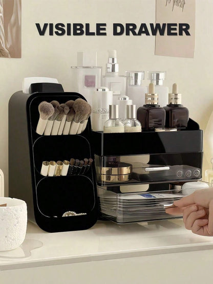 Makeup Organizer With Brush Holder, Countertop Storage Organizer, Makeup Organizer Cosmetic Storage For Vanity, Makeup Brushes Storage, Skin Care Storage,Vacation Home Bathroom Decor Holiday Makeup O