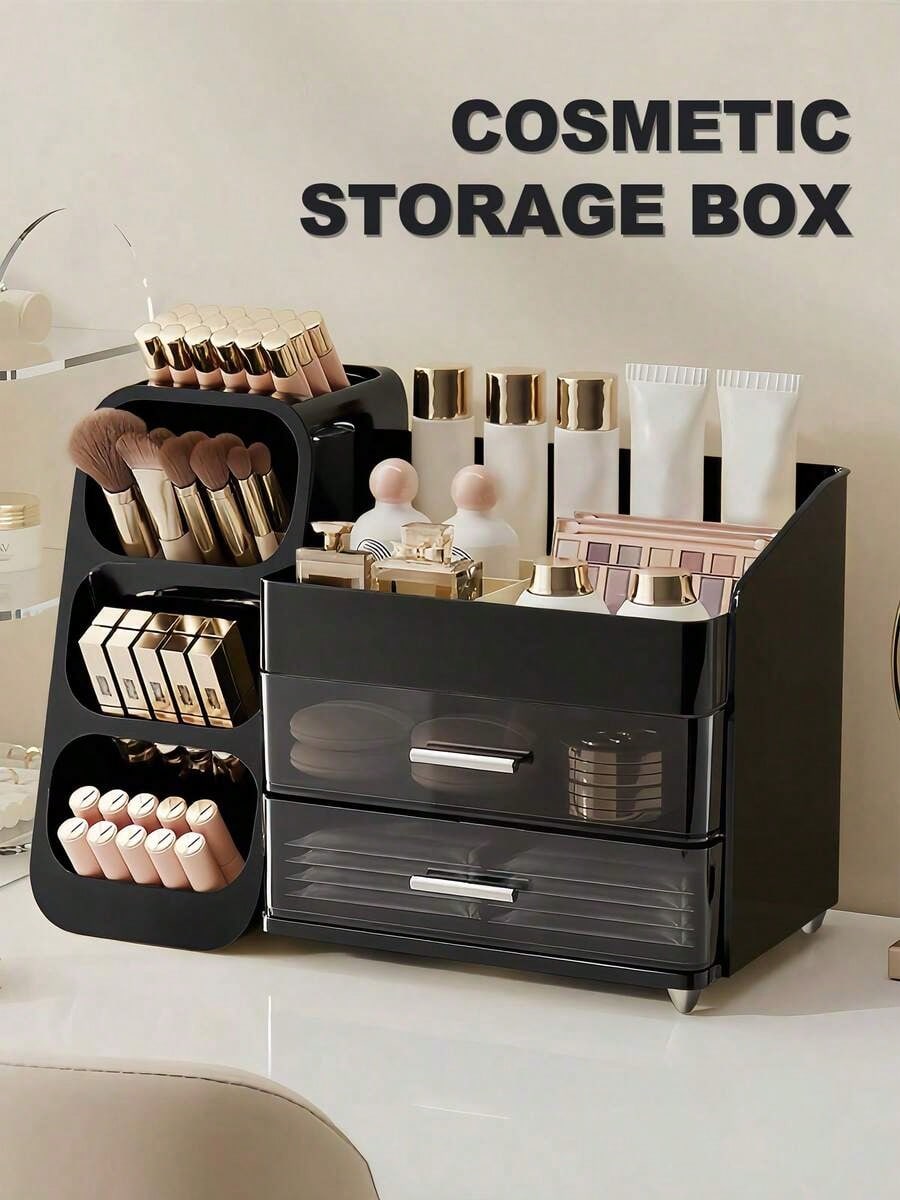 Makeup Organizer With Brush Holder, Countertop Storage Organizer, Makeup Organizer Cosmetic Storage For Vanity, Makeup Brushes Storage, Skin Care Storage,Vacation Home Bathroom Decor Holiday Makeup O