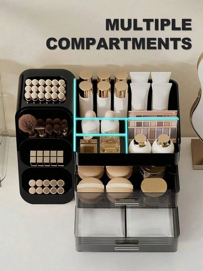 Makeup Organizer With Brush Holder, Countertop Storage Organizer, Makeup Organizer Cosmetic Storage For Vanity, Makeup Brushes Storage, Skin Care Storage,Vacation Home Bathroom Decor Holiday Makeup O