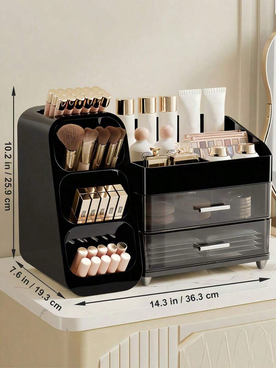 Makeup Organizer With Brush Holder, Countertop Storage Organizer, Makeup Organizer Cosmetic Storage For Vanity, Makeup Brushes Storage, Skin Care Storage,Vacation Home Bathroom Decor Holiday Makeup O