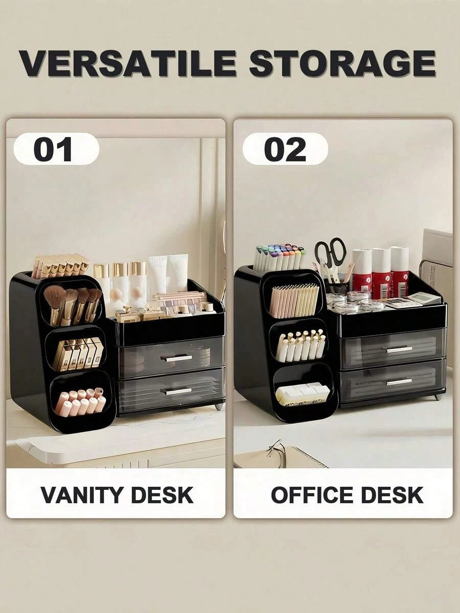 Makeup Organizer With Brush Holder, Countertop Storage Organizer, Makeup Organizer Cosmetic Storage For Vanity, Makeup Brushes Storage, Skin Care Storage,Vacation Home Bathroom Decor Holiday Makeup O