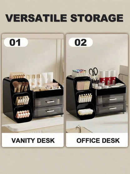 Makeup Organizer With Brush Holder, Countertop Storage Organizer, Makeup Organizer Cosmetic Storage For Vanity, Makeup Brushes Storage, Skin Care Storage,Vacation Home Bathroom Decor Holiday Makeup O