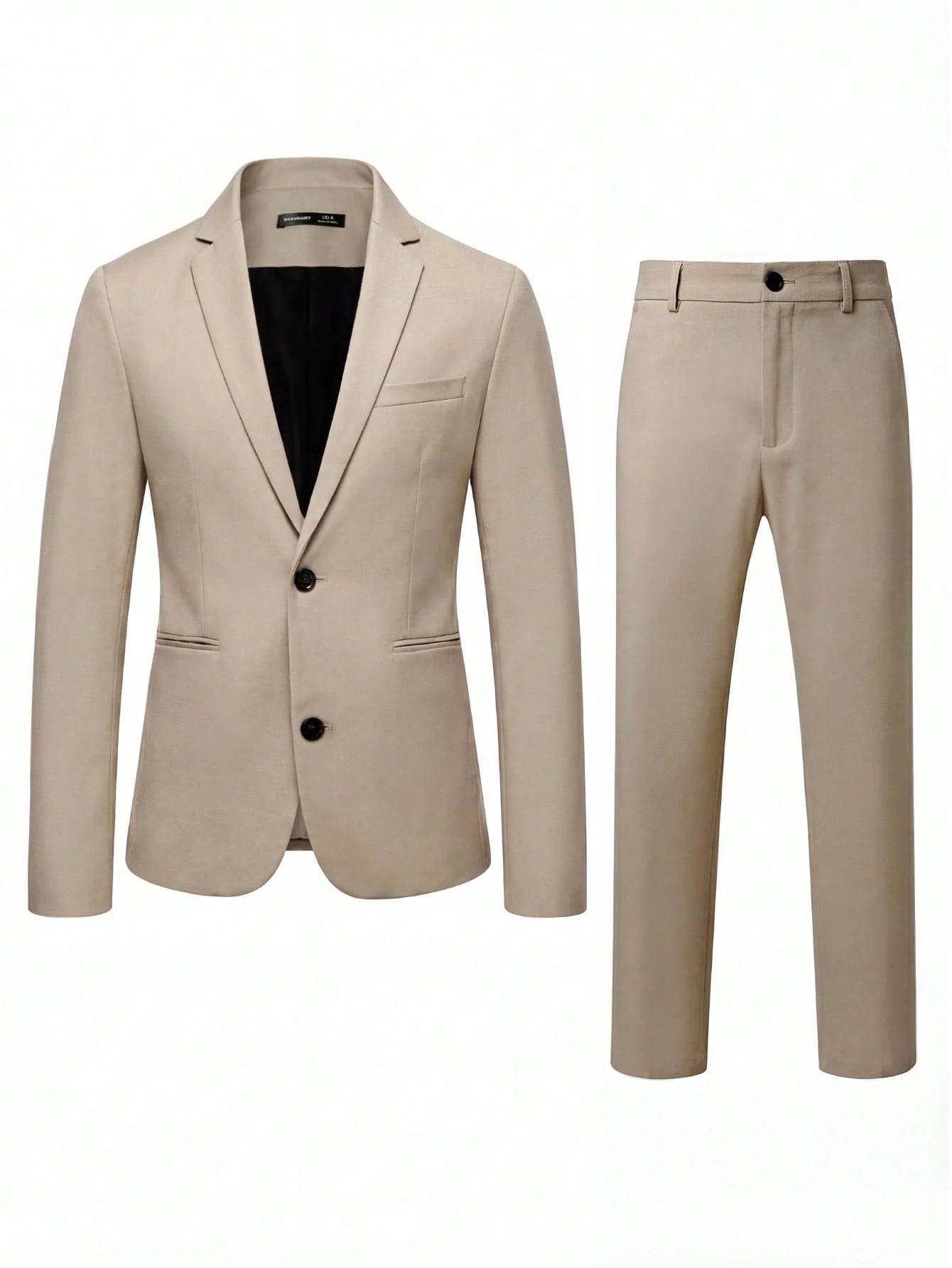 Manfinity Mode Men's Solid Color Lapel Neck Long Sleeve Blazer And Pants Business Suit Set, Formal, Ceremony