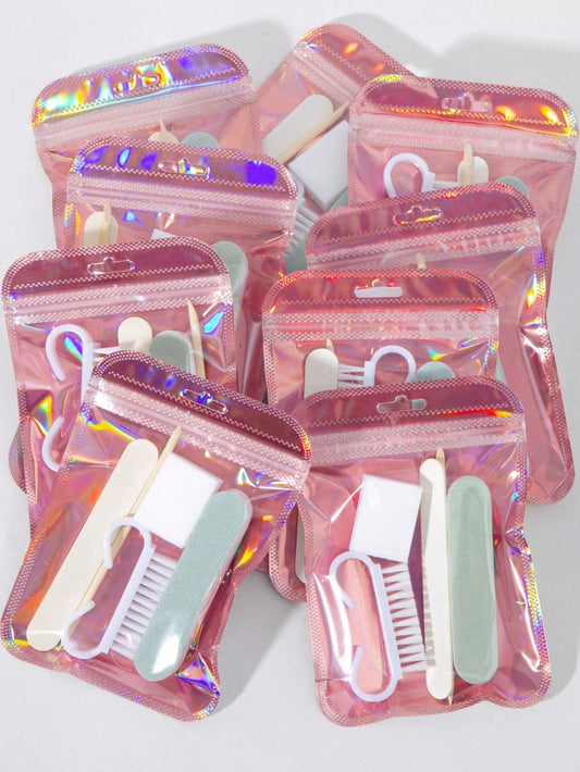 Manicure Tool Kit, Includes Mini Nail File, Buffing Pad, Odorless Polishing Stick And Acrylic Brush, Multi-Functional Nail Care, DIY Jewelry Polishing And Foot Cleaning Set