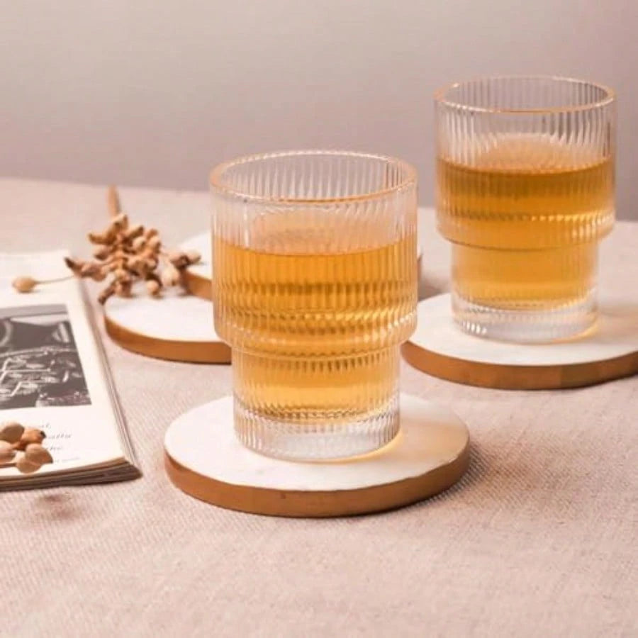 Marble Coasters For Drinks Round Natural Stone Drink Coasters For Table Protection Heat Resistant Beverage Coasters For Coffee Wine Water Glasses