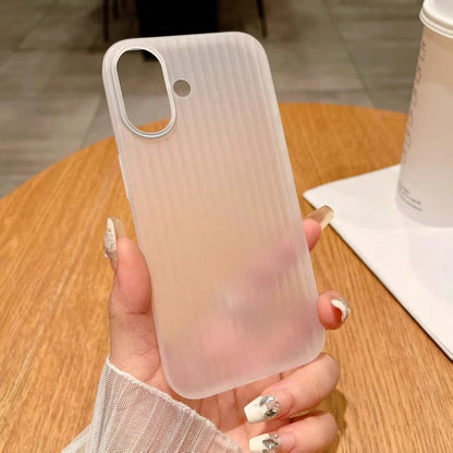 Matte Vertical Corrugated Phone Case Ultra Thin Frosted Stripe Texture Anti-Fingerprint Lightweight Shockproof Hard Protective Phone Cover For IPhone 17 16 15 14 Pro Max