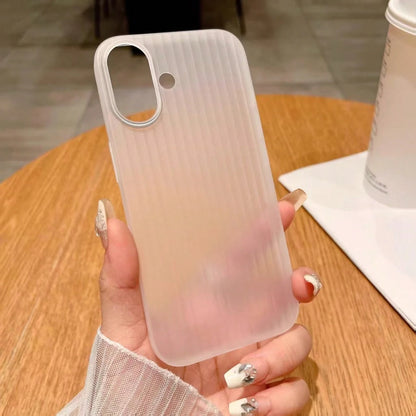 Matte Vertical Corrugated Phone Case Ultra Thin Frosted Stripe Texture Anti-Fingerprint Lightweight Shockproof Hard Protective Phone Cover For IPhone 17 16 15 14 Pro Max