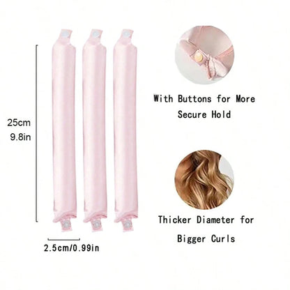 Mcbki 3pcs/4pcs/5pcs No-Heat Curling Rods, Big Wave Curling Tool, Sleep Curling Tube, Slouchy Sleeping Hair Curler