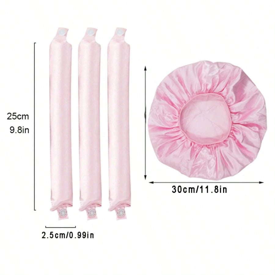 Mcbki 5pcs/4pcs Light Pink No-Heat Curling Rods, Slouchy Hair Curler, Silk Hair Rollers, Elastic Headband, Long Hair Soft Curling Tools, Manual Styling Accessories, Sleep Curling Device, Suitable For