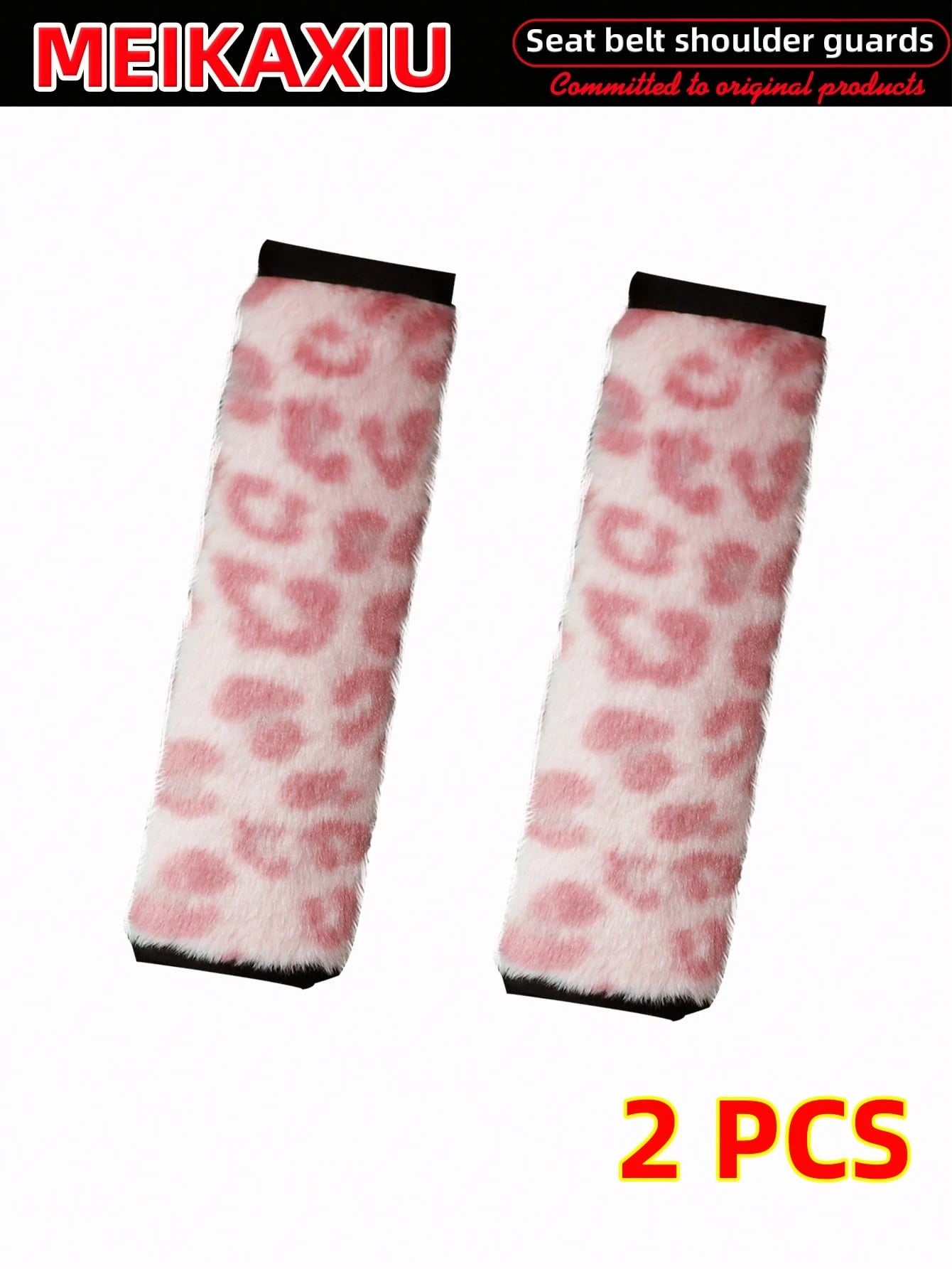 MEIKAXIU 1 Pair Faux Leopard Plush Car Seat Belt Covers, Soft & Delicate, Available In 5 Colors, Women's Accessory,Car Accessories