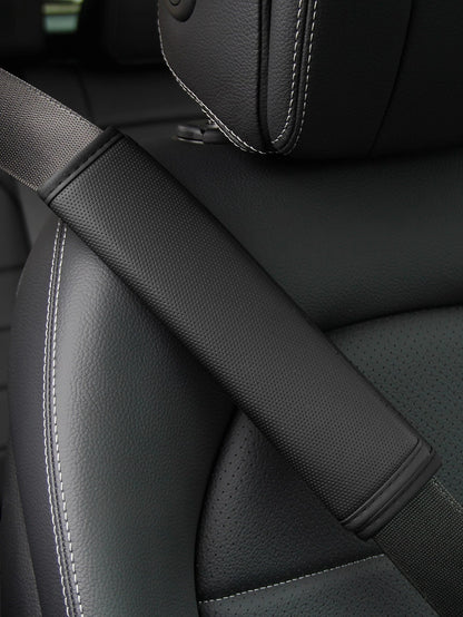 MEIKAXIU 1pc Comfortable Breathable PU Perforated Leather Car Seat Belt Shoulder Pad Decor,Car Accessories